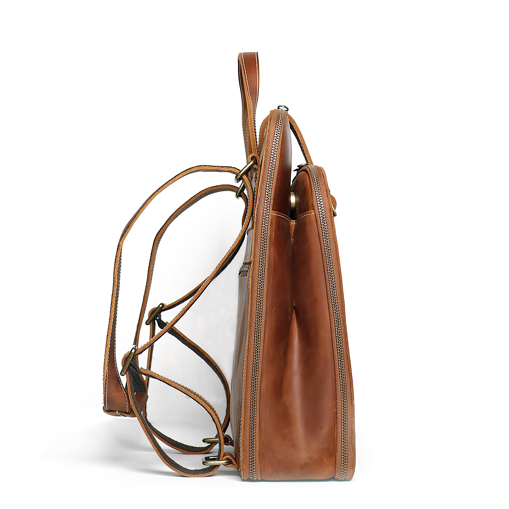 Left. Steel Horse Leather - Sachi Leather Backpack | Small Women's Leather Backpack - Brown.