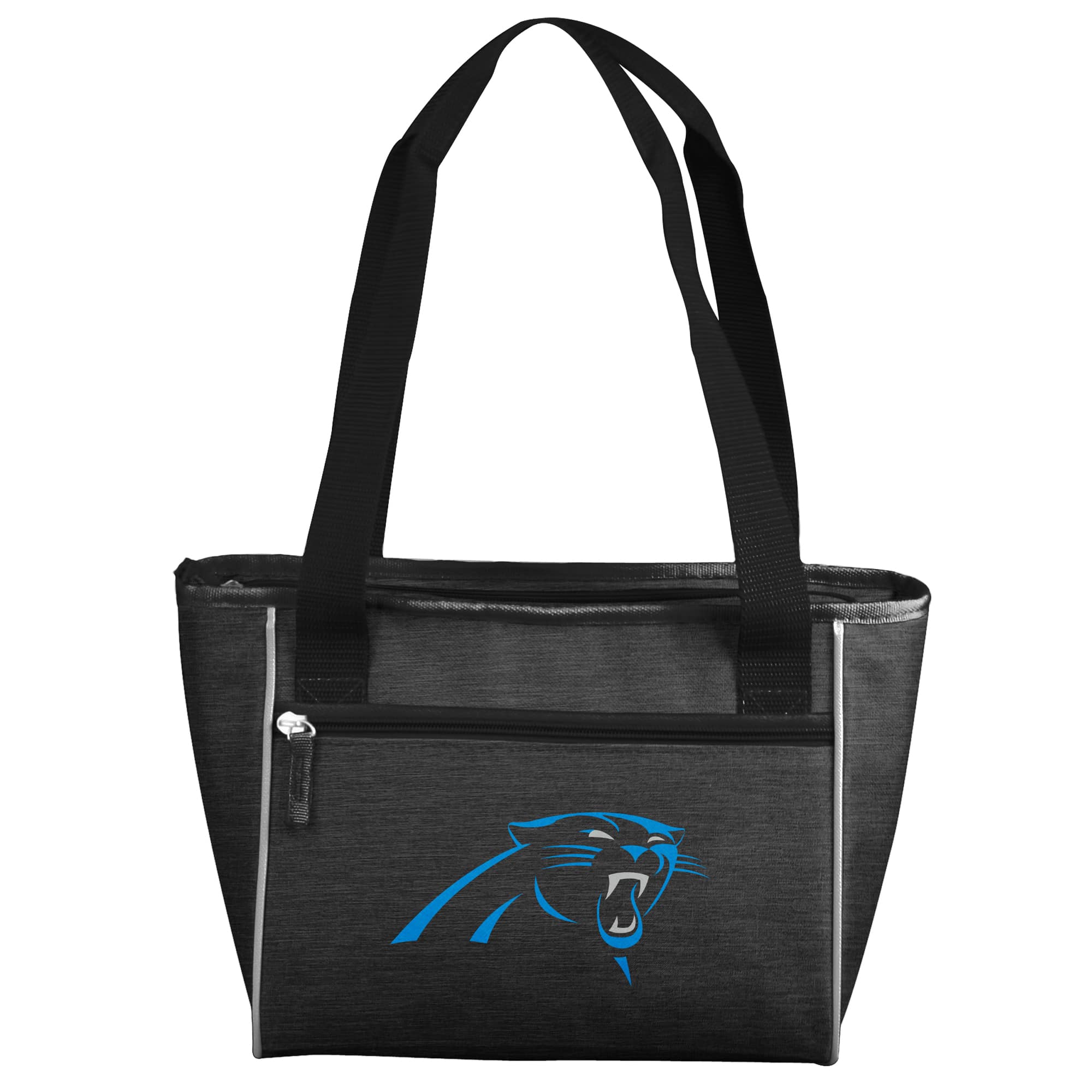 Front. Logo Brands - Carolina Panthers Crosshatch 16-Can Cooler Tote - Multicolor.