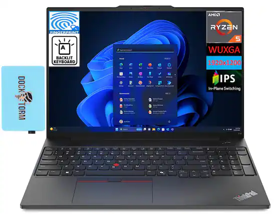 - AMD Ryzen 5
- WUXGA 1920x1200
- IPS In-Plane Switching
- Fingerprint
- Backlit Keyboard
- Dock-Torm
- ThinkPad