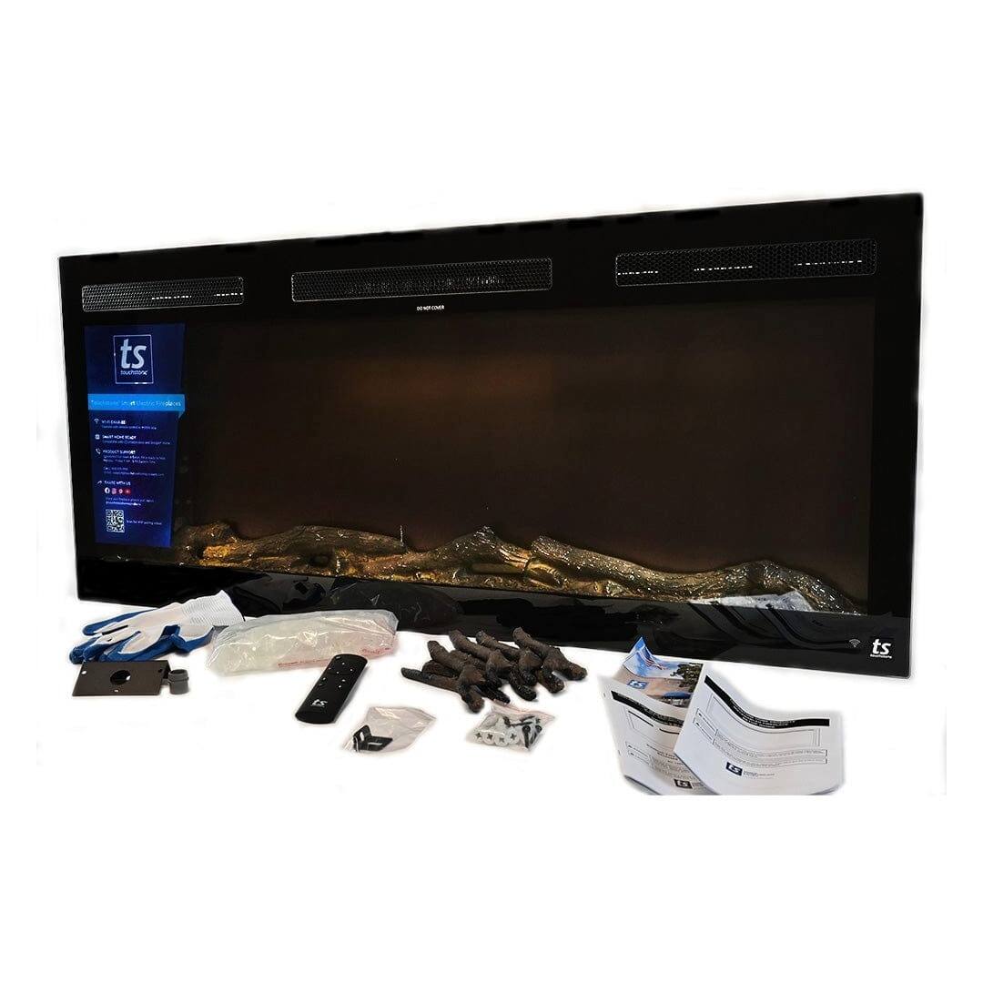 Alt View 9. Touchstone Home Products - 46 in. Wall Mounted Recessed Sideline Fury Smart Electric Fireplace 1500W - Black.
