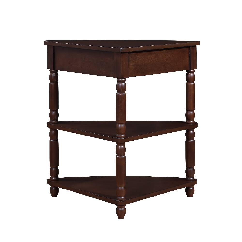 Alt View 2. Loheer - Loheer 33.8 Inch Small Triangle Corner Table 3 Tier Wood Corner Side Table with Solid Wood Legs Light Espresso - Light Espresso.