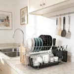 Malletson - 2-Tier Stainless Steel Dish Rack Large Capacity Kitchen Drying Rack - Black