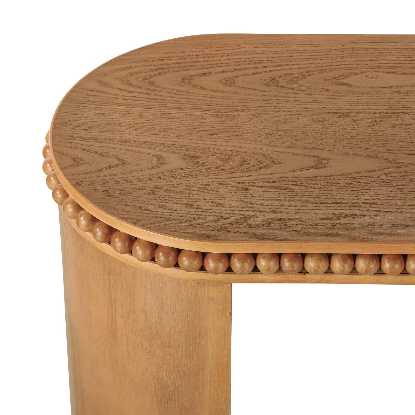 Alt View 5. Spaco - Spaco Vintage Console Table with Beaded Trim and Reversible Curved Legs, Wood Veneer Finish for Hallway Living Room Sofa - Brown.