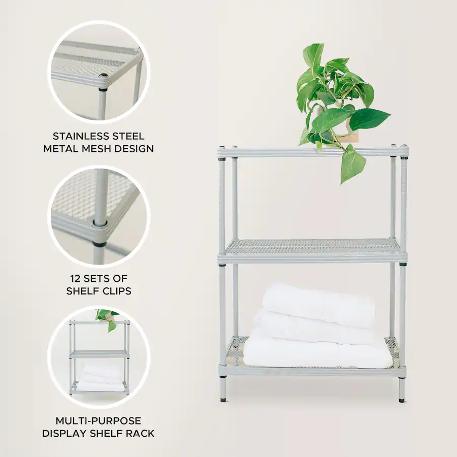 Design Ideas MeshWorks 3 Tier Full Size Metal Storage Shelving Unit ...