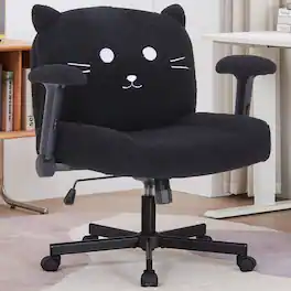 Bestier - Ergonomic Cross-Legged Office Chair with Wide Seat & Arms, Adjustable Cute Comfy Desk Chairs for Home Office - Black