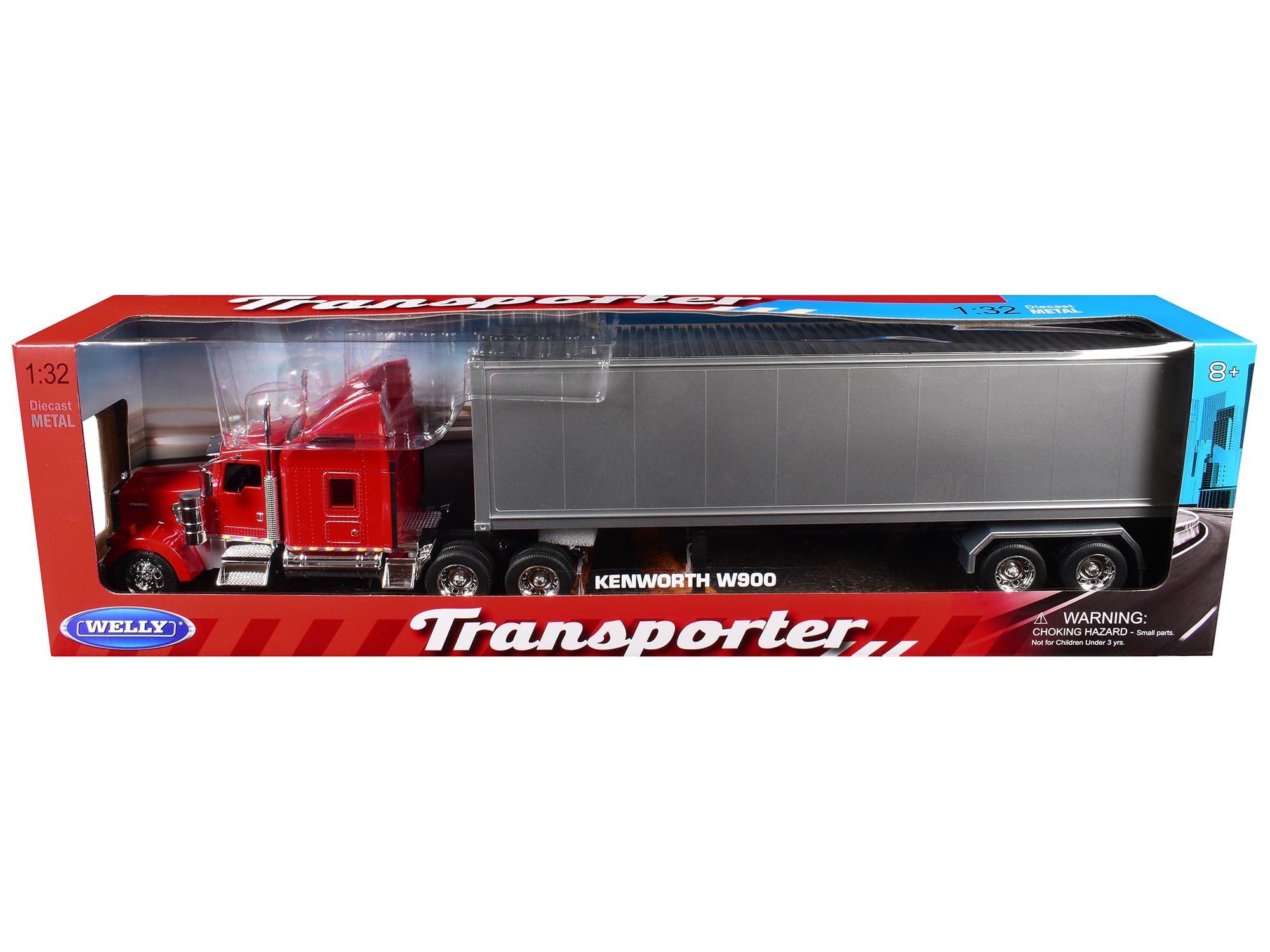 Kenworth W900 Truck Red with Gray Container 1/32 Diecast Model by Welly price history on PriceWatchPro