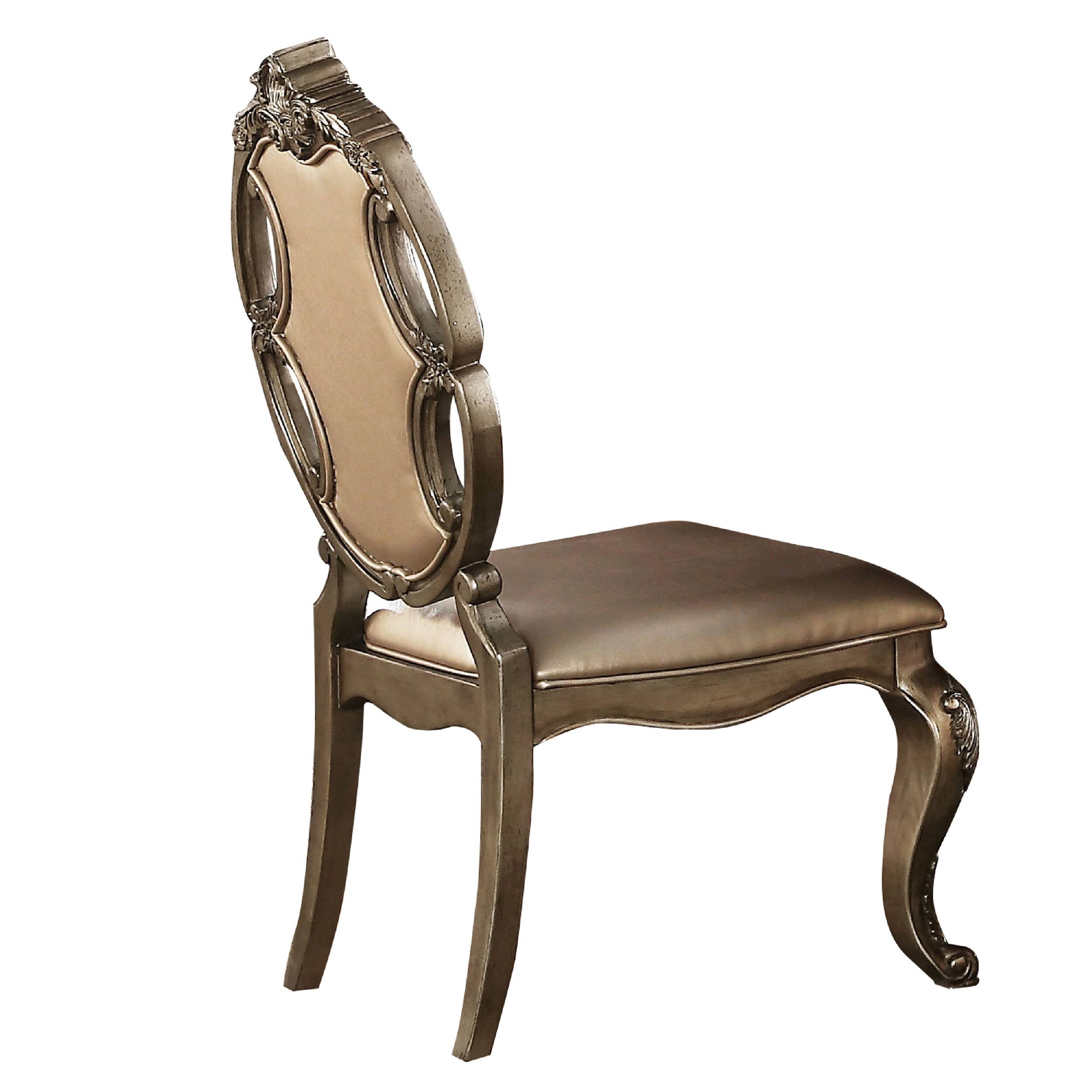 Alt View 2. Manhattan Lane - 26 Inch Dining Chair, Faux Leather, Set of 2 - Gold.