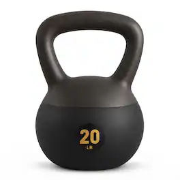 Fitvids - Soft Kettlebell Ergonomic Grip, Iron & Sand Filled, 20 Pounds - Black