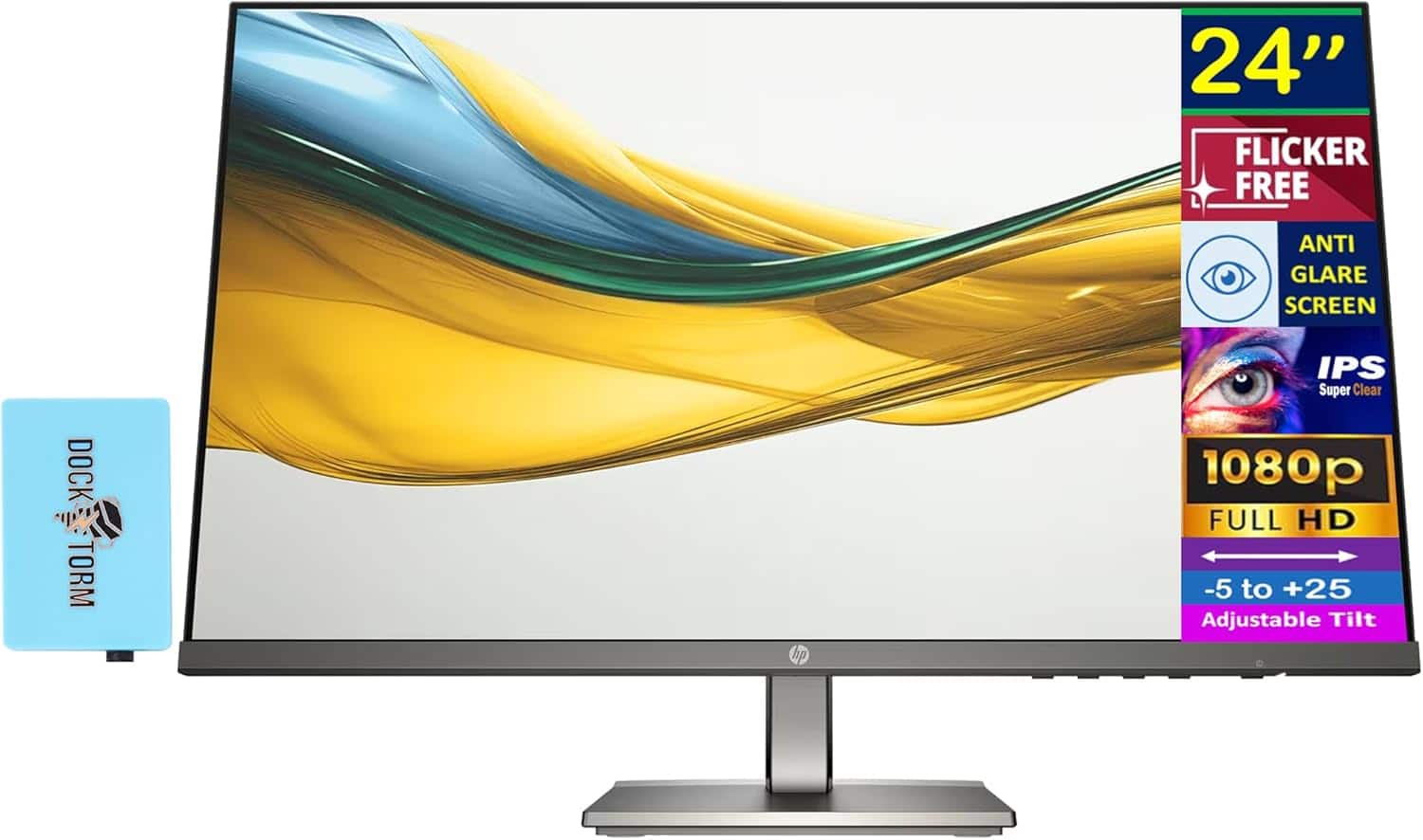 HP - Series 5 524da 24" FHD Monitor, Anti Glare, Flicker Free, VESA Mount, HDMI & DKZ Hub, (B11W5AT#ABA) - Black/Gray