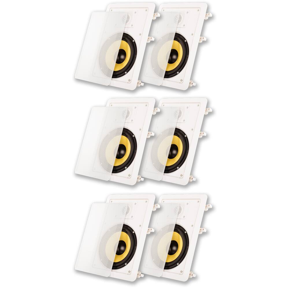 Front. Acoustic Audio by Goldwood - HD-650 in Wall 6.5" Speakers Home Theater Surround Sound 3 Pair Pack - Paintable White.