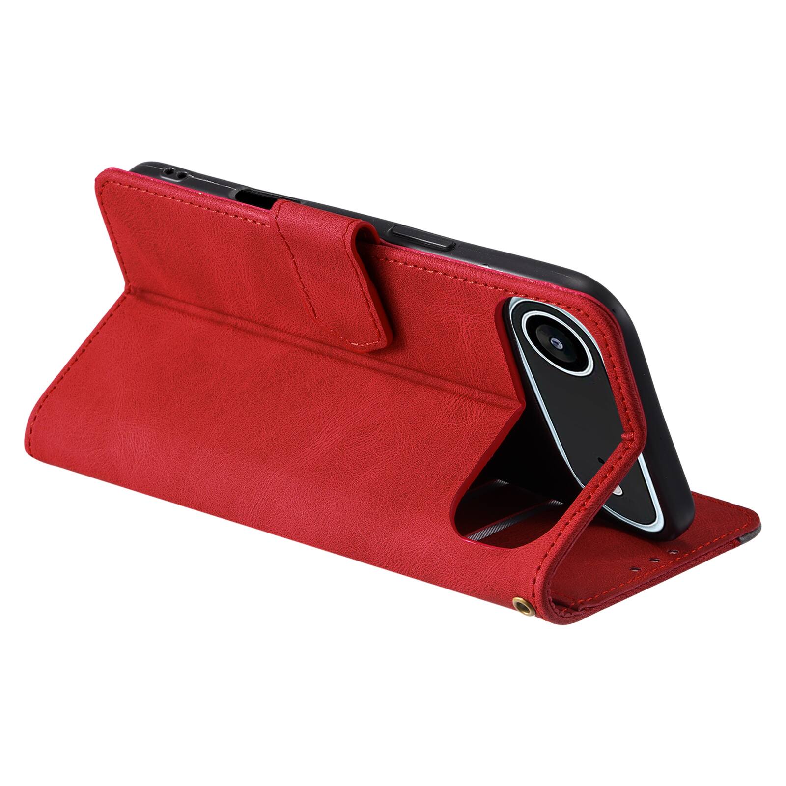 Alt View 1. Dteck - Wallet Case for Apple iPhone Air 2025,Vintage PU Leather Flip Card Holder Kickstand Magnetic Closure Phone Cover - Red.