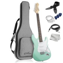 Ashthorpe - 39-in Full-Size Electric Guitar Beginner Kit with Gig Bag - Mint Green-White