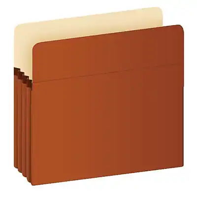 Front. Pendaflex - 10% Recycled Reinforced File Pocket, 3 1/2" Expansion, Letter Size, Redrope, 25/Box - Redrope.