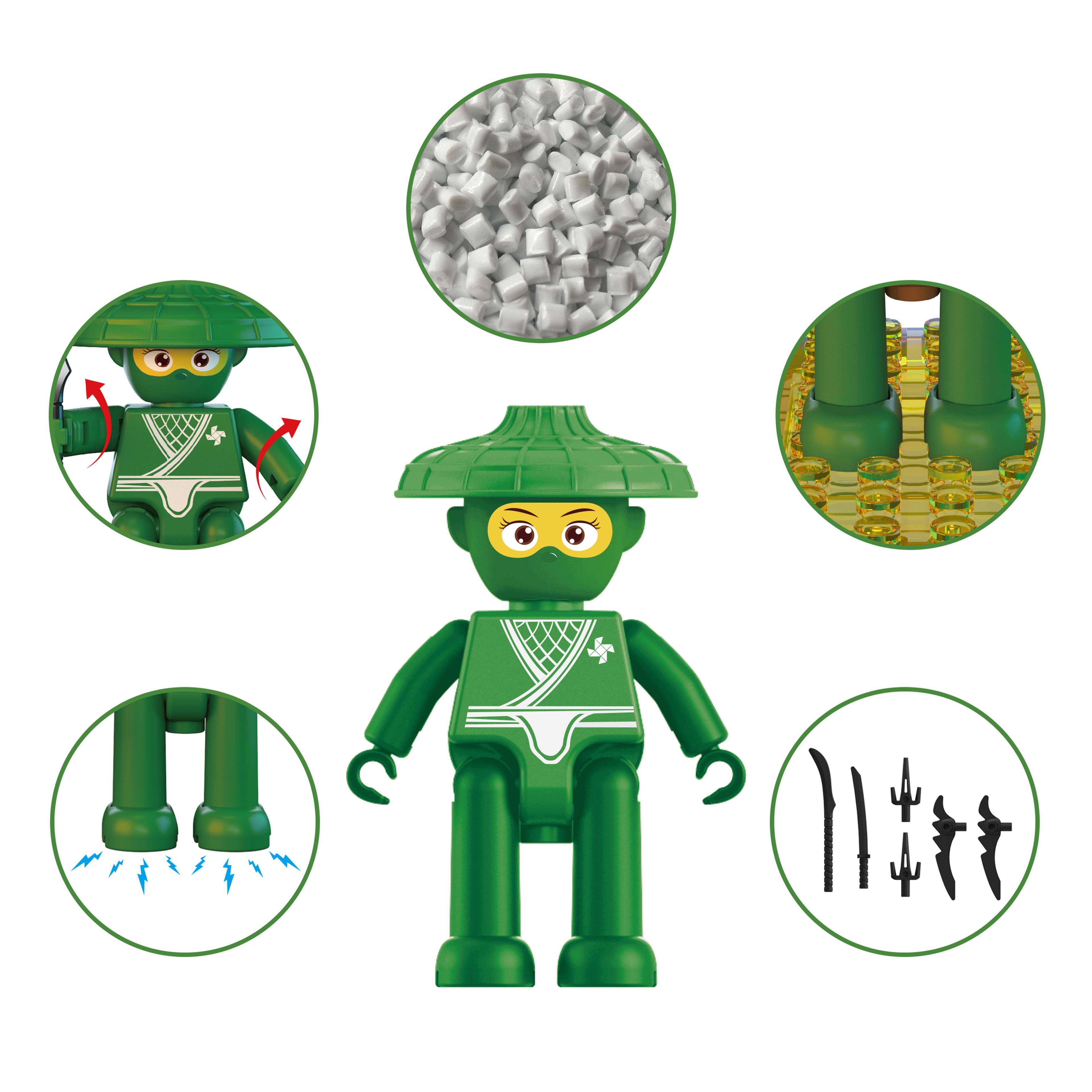 Alt View 4. PicassoTiles - PICASSO-TILES 4 PC Ninja Character Set, Magnetic Tiles and Brick Compatible Set, STEM Toys for Kids 3+ - Multicolor.