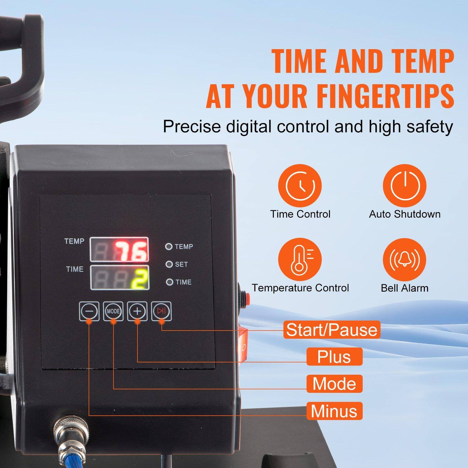 TIME AND TEMP AT YOUR FINGERTIPS

Precise digital control and high safety

- Time Control
- Auto Shutdown
- Temperature Control
- Bell Alarm

TEMP 87.6
TIME 88.2

Start/Pause
Plus
Mode
Minus