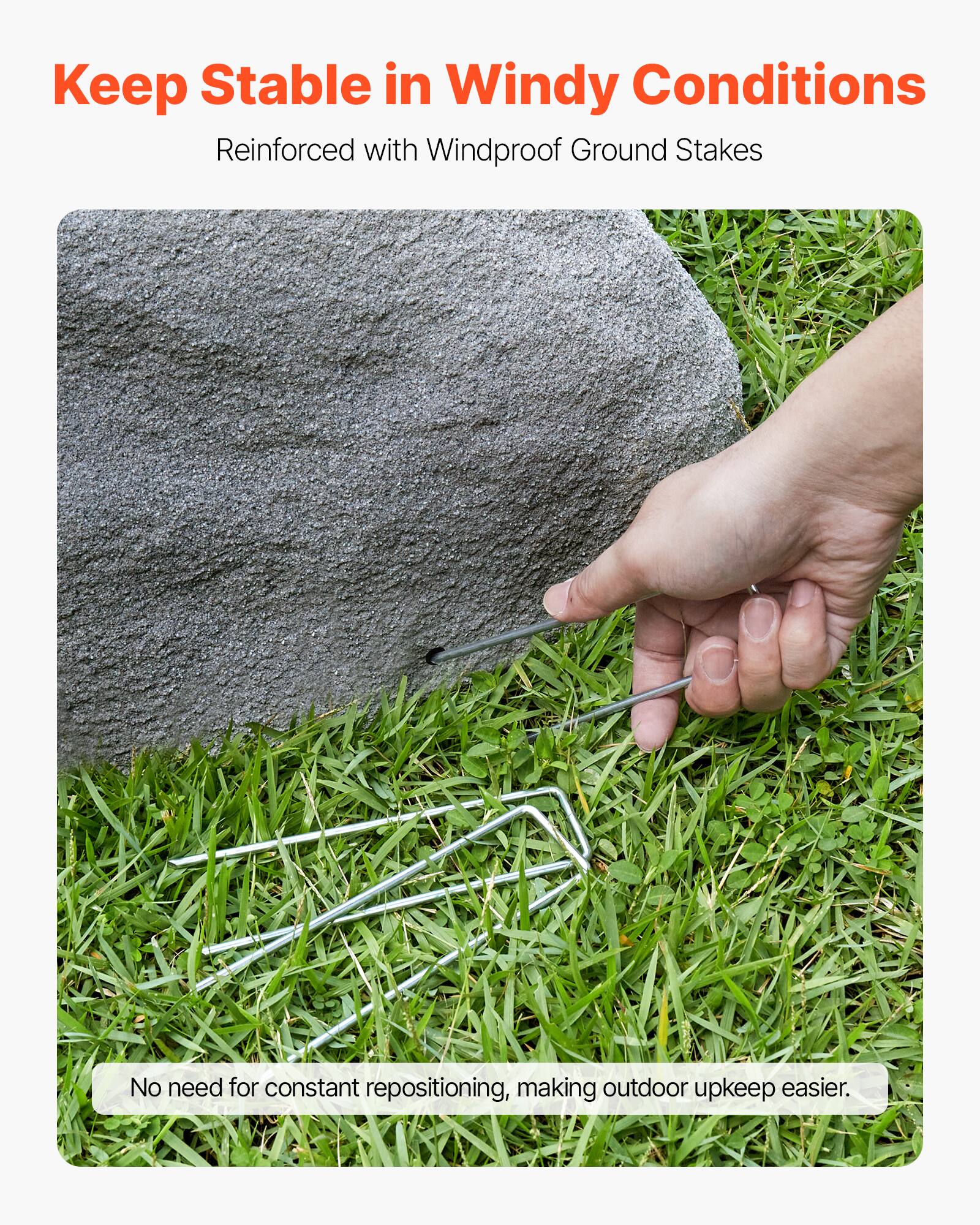 Keep Stable in Windy Conditions  
Reinforced with Windproof Ground Stakes  

No need for constant repositioning, making outdoor upkeep easier.