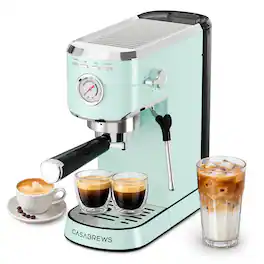 Casabrews - CM5418 20 Bar Compact Espresso Machine Maker with Steam Milk Frother and 34oz Removable Water Tank,Stainless Steel - Pastel Green