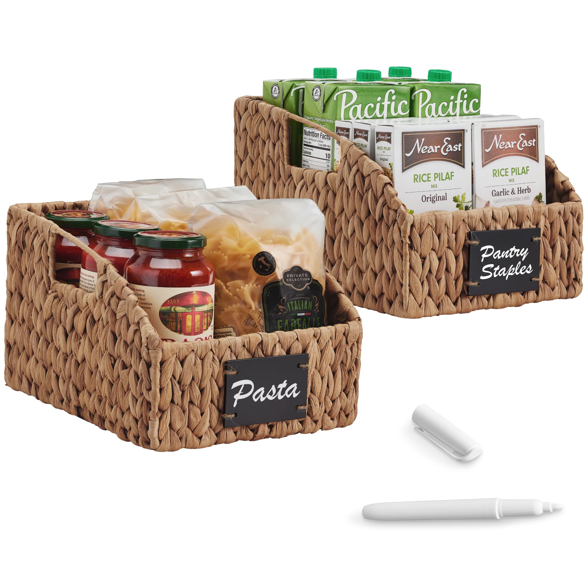 Photos - Other Decoration Best Choice Products - Storage Pantry Baskets for Organizing, Wicker Basket w/ Built-in Handles - Chestnut SKY11019 