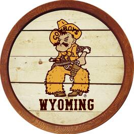 The Fan-Brand - Wyoming Cowboys 21'' x 21'' Mascot Faux Barrel Top Sign - Multicolor