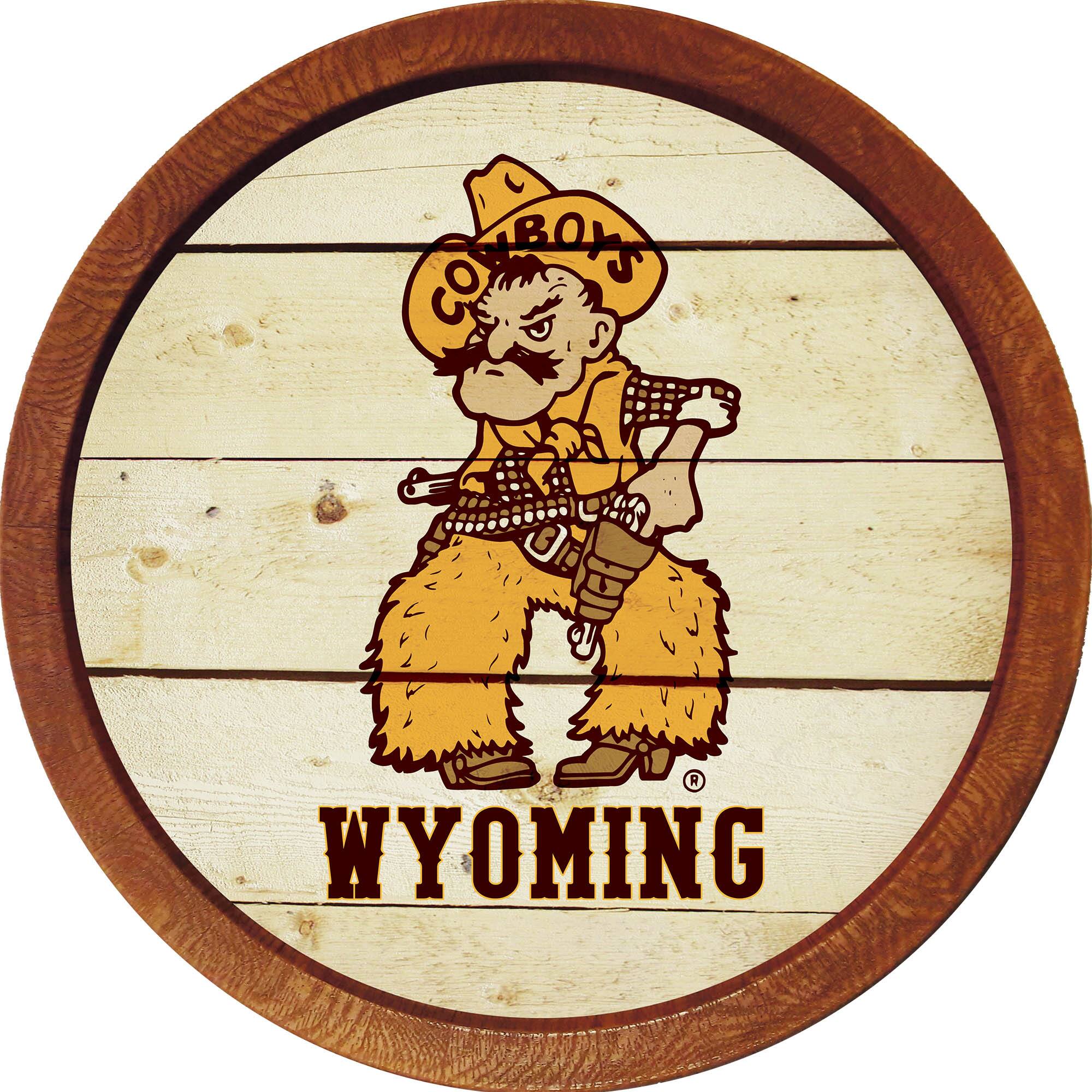 Wyoming Cowboys 21'' x 21'' Mascot Faux Barrel Top Sign