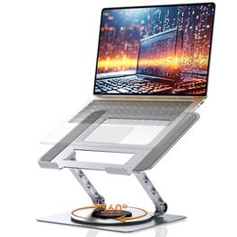 HongFei - 360° Rotating Laptop Stand for Desk, Adjustable Ergonomic Foldable Laptop Riser for MacBook Pro & 10-17" Laptops, Silve - Silver