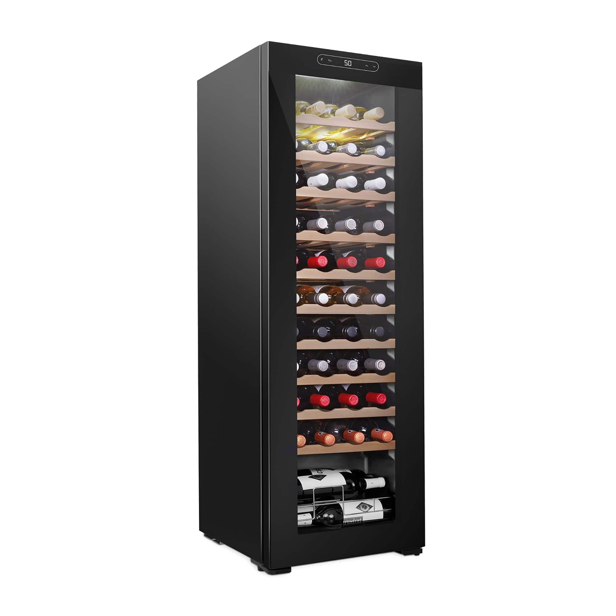 Schmecke - 44 Bottle Compressor Wine Refrigerator, Large Freestanding Wine Cooler - Black