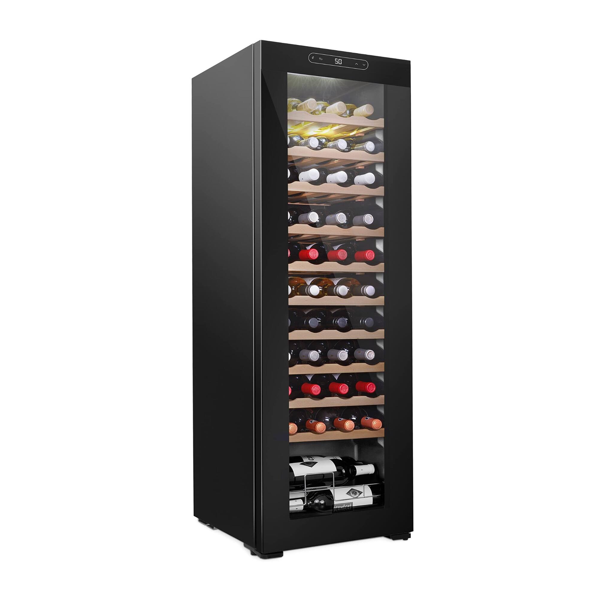Schmecke - 44 Bottle Compressor Wine Refrigerator, Large Freestanding Wine Cooler - Black