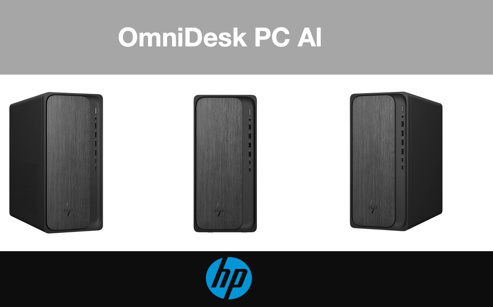 Alt View 1. HP - HP OmniDesk Desktop (AMD Ryzen 5 8500G, 16GB DDR5, 1TB PCIe SSD, AMD Radeon 740M, Win 11 Pro) w/USB Hub - Gray Wood.