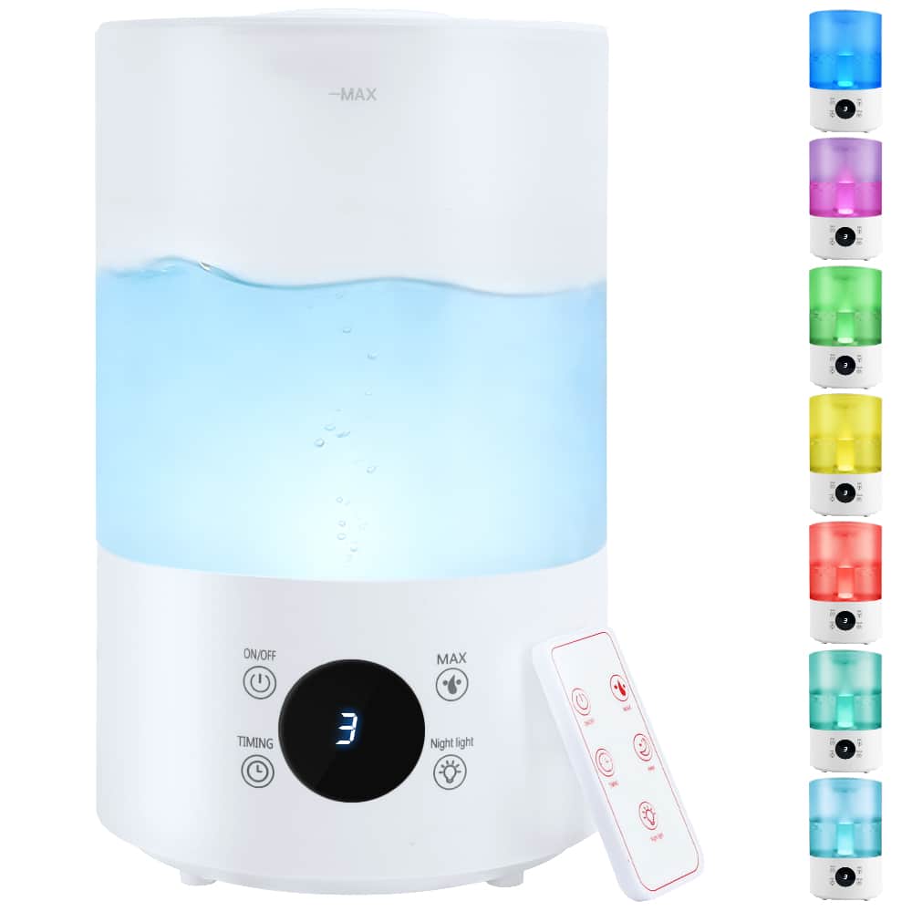 Topteng - 1.06Gal Ultra Quiet Cool Mist Humidifier for Bedroom-28dB Ultrasonic with Color Changing Light,360° Nozzle,Auto Shut-Off - White