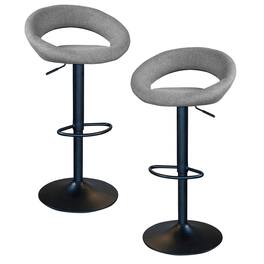 AmeriHome - Classic Fabric Bar Stool Set - 2 Piece - Gray
