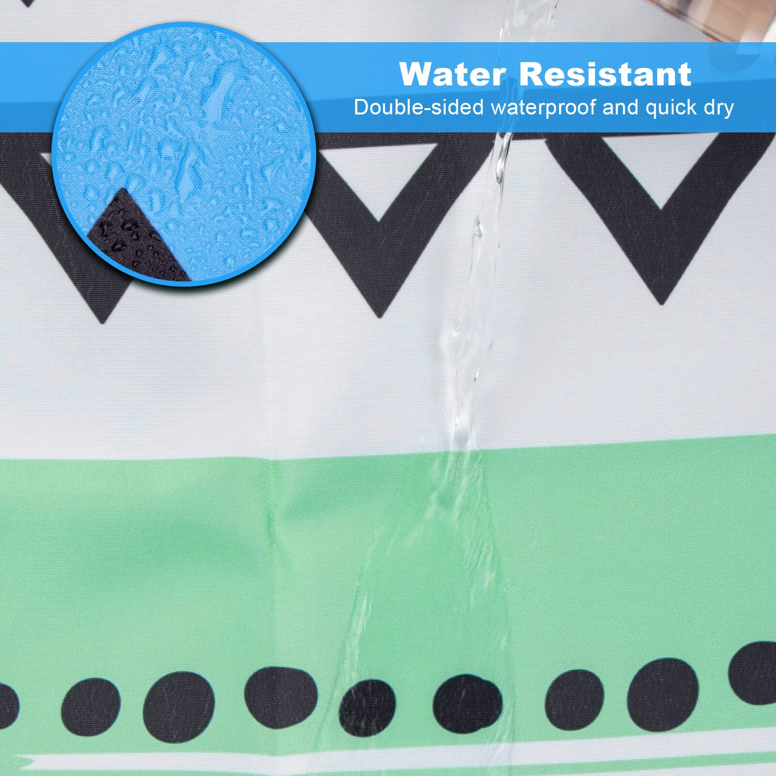 Water Resistant  
Double-sided waterproof and quick dry