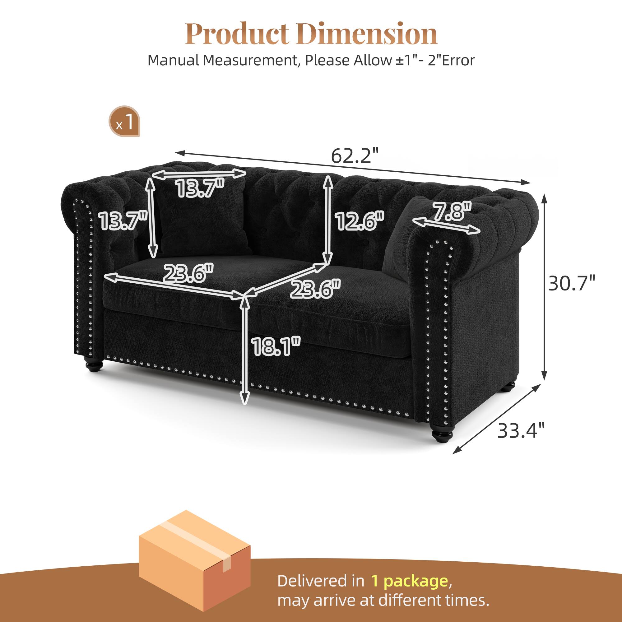 Product Dimension Manual Measurement, Please Allow 1"- 2" Error

x1
13.7" 13.7"
62.2" 12.6"
7.8"
23.6"
23.6"
30.7"
18.1"
33.4"

Delivered in 1 package, may arrive at different times.