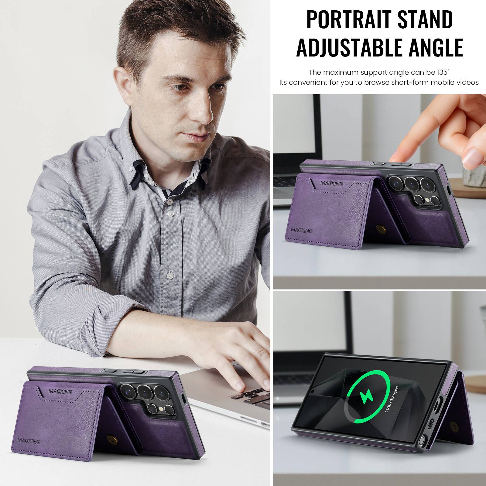 PORTRAIT STAND ADJUSTABLE ANGLE

The maximum support angle can be 135°

Its convenient for you to browse short-form mobile videos

MAGEIHG
MAGEINS
MARIG
MAGKING

Charged 7%