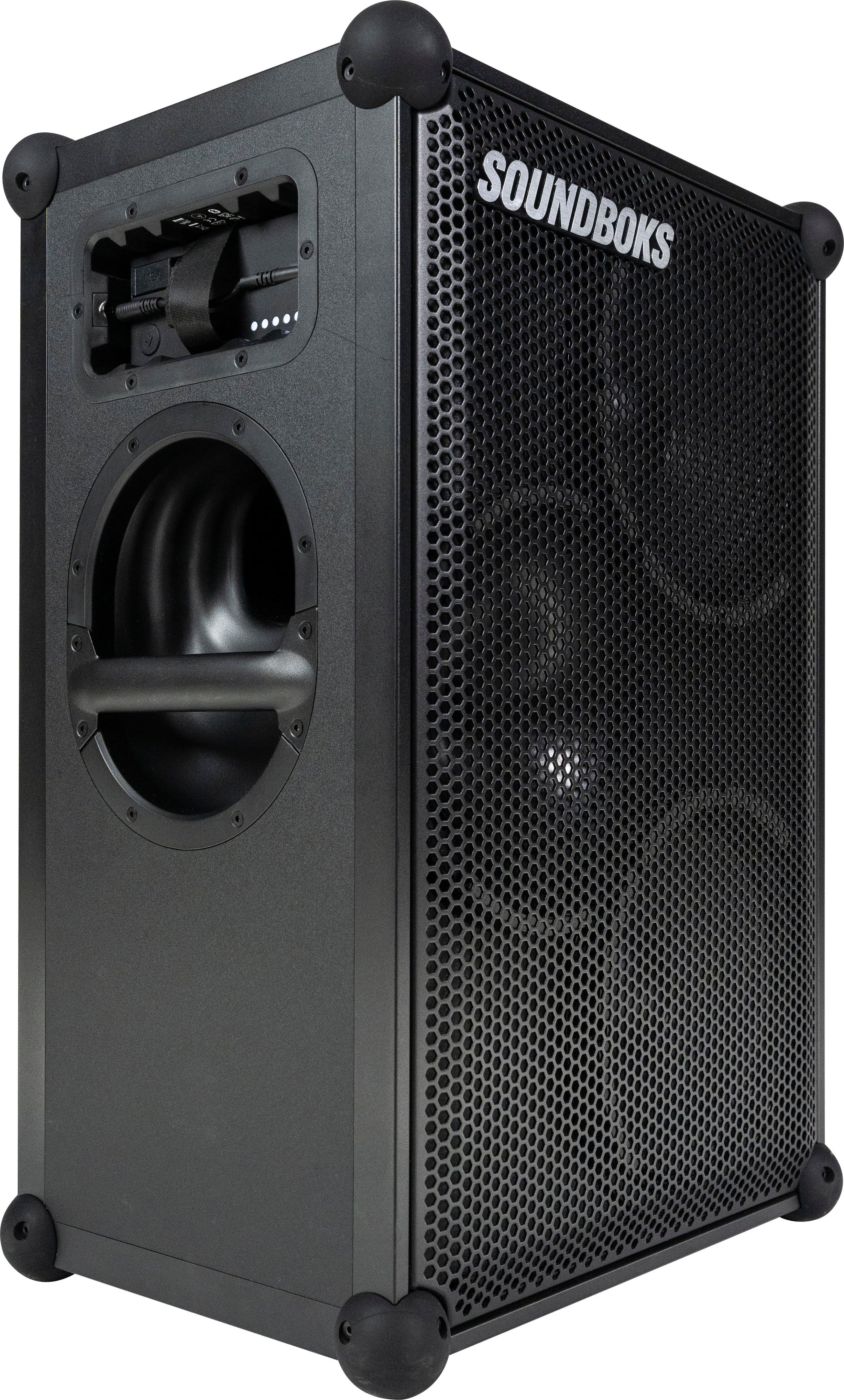 Left. SOUNDBOKS - 4 - Portable Bluetooth Speaker with Swappable Rechargable Battery - Black.