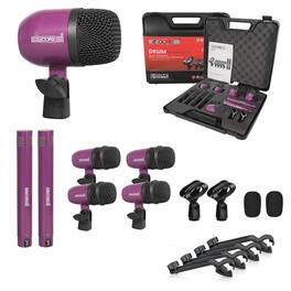 5 CORE - Drum Microphone Kit 7Pc All Metal Drummer Mics Tom/Snare & Cymbals Wired Instrument Drums Set