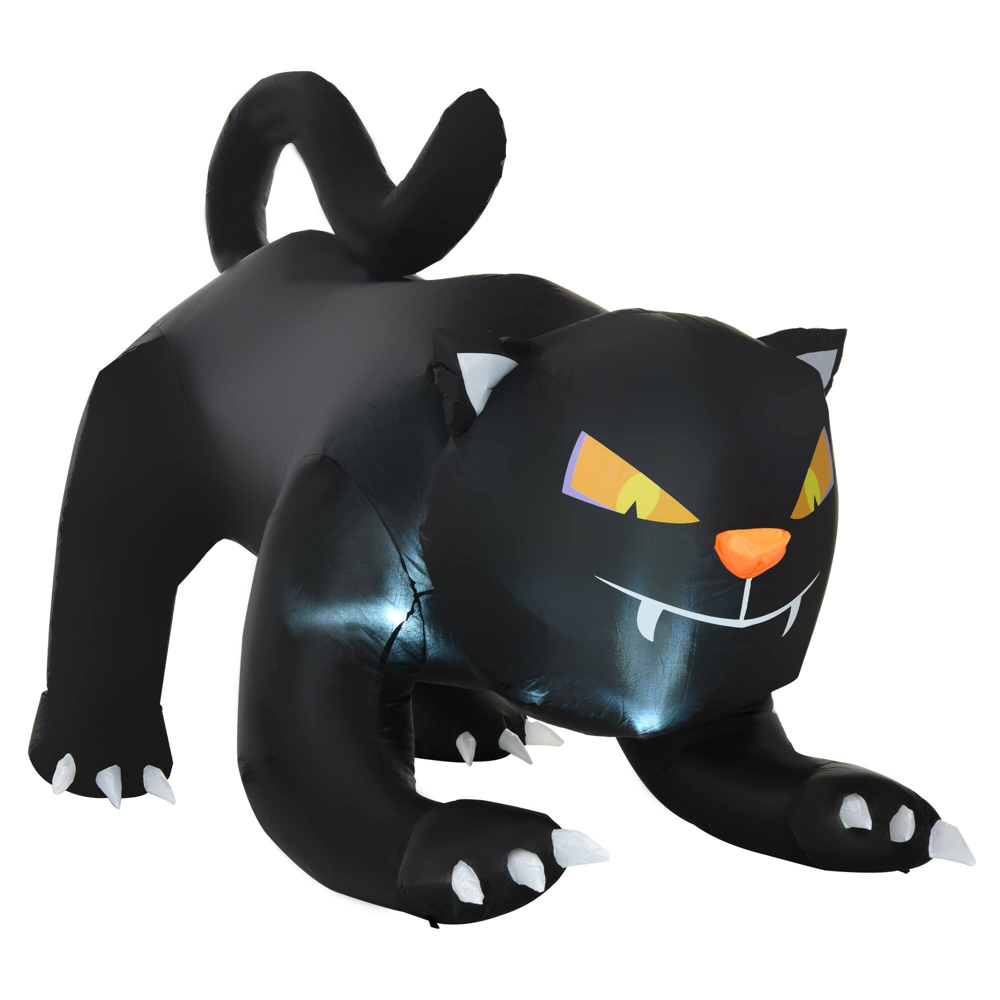 Front. Homcom - 6.2' Inflatable Halloween Black Cat, Blow Up Outdoor LED Yard Display, Waterproof - Black.