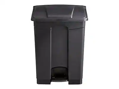 Front. Safco - Safco Indoor Step Trash Can, Black Plastic, 17 Gal. (9922BL) - Black.