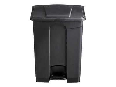 Front. Safco - Safco Indoor Step Trash Can, Black Plastic, 17 Gal. (9922BL) - Black.