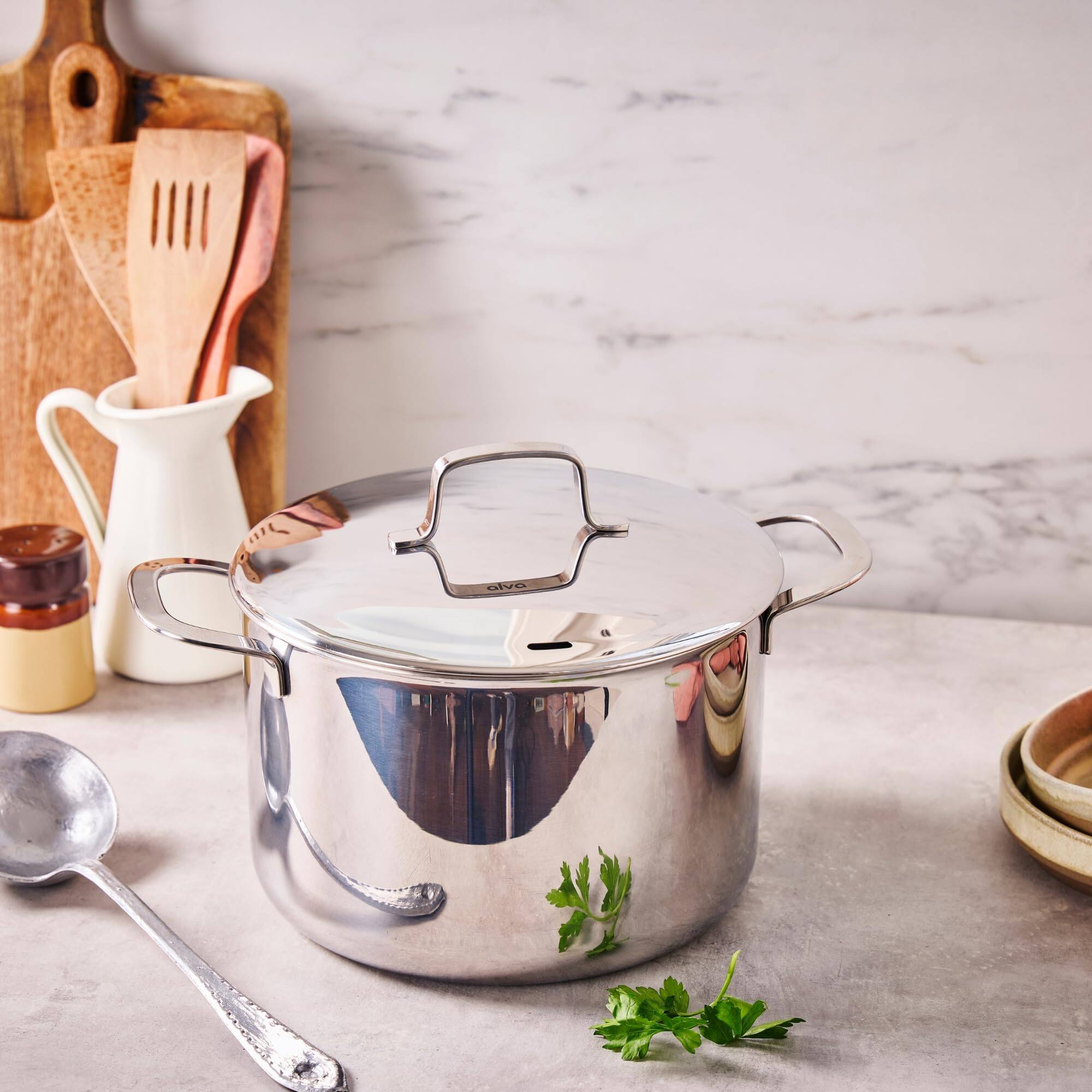 Alt View 3. Alva - Alva Maestro 5-Ply Stainless Steel Stock Pot with Lid, 7-Qt. - Stainless Steel.