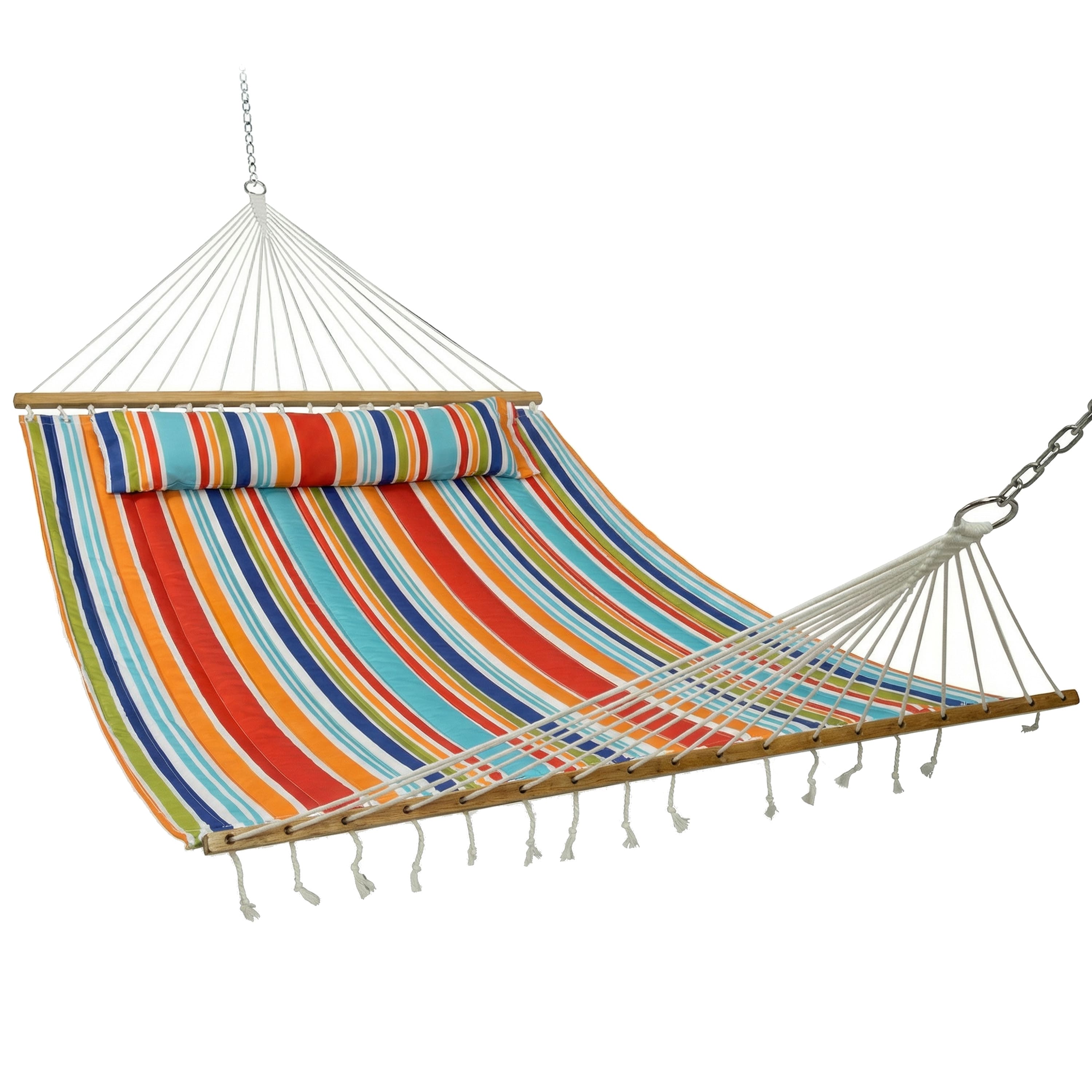 Sunnydaze - Large Quilted Fabric Hammock with Spreader Bar and Pillow - Caribbean Stripe price history on PriceWatchPro