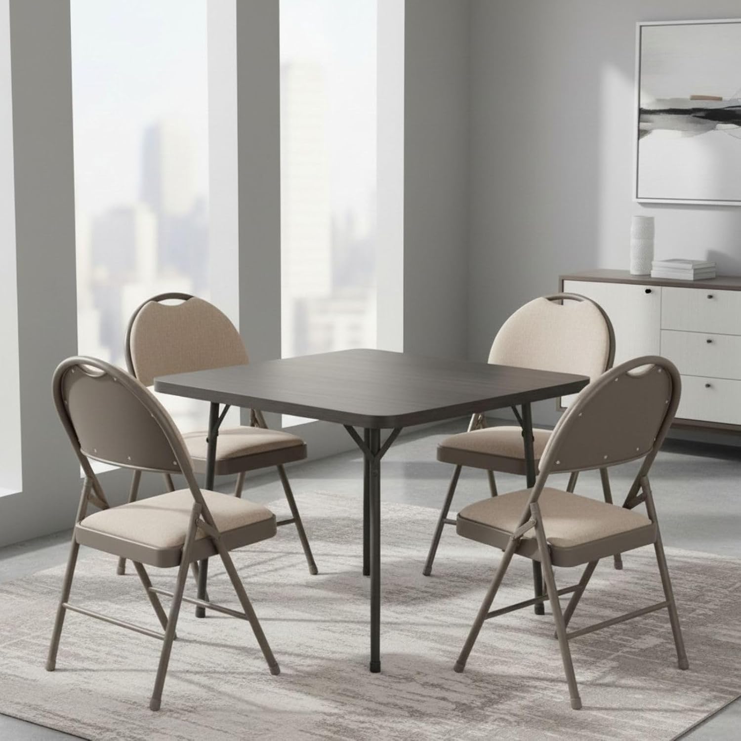 Alt View 1. Sudden Comfort - Sudden Comfort Set of 4 Double Padded Steel High Back Folding Chairs, Chicory - Chicory.