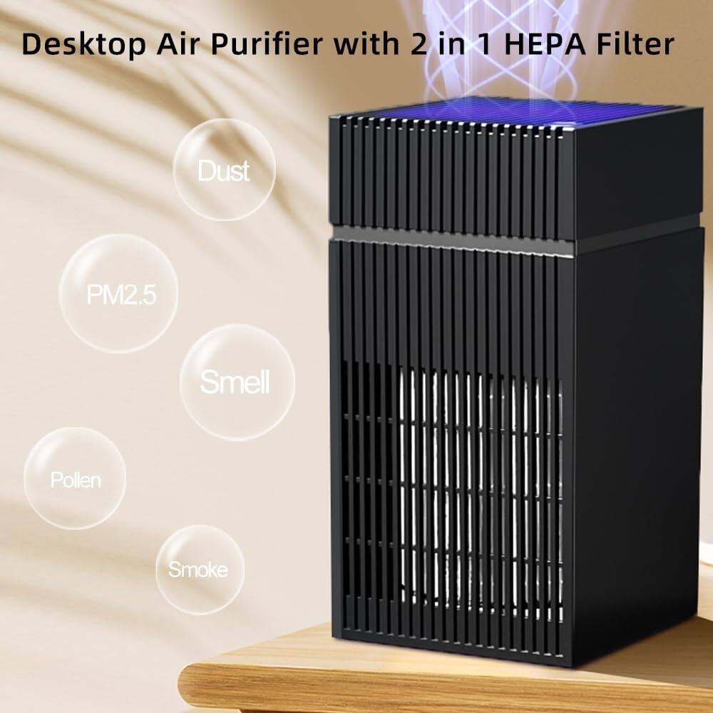 Desktop Air Purifier with 2 in 1 HEPA Filter

- Dust
- PM2.5
- Smell
- Pollen
- Smoke