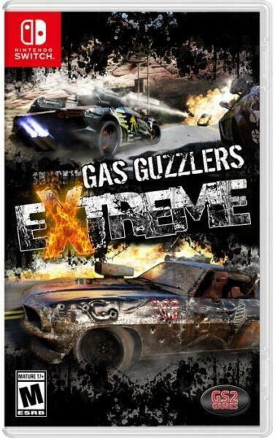 The corrected text is: "Nintendo Switch Gas Guzzlers Extreme Mature 17+ M ESRB GS2 Games."
