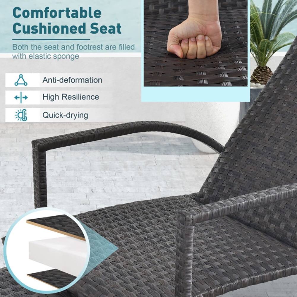 Comfortable Cushioned Seat  
Both the seat and footrest are filled with elastic sponge  

- Anti-deformation  
- High Resilience  
- Quick-drying