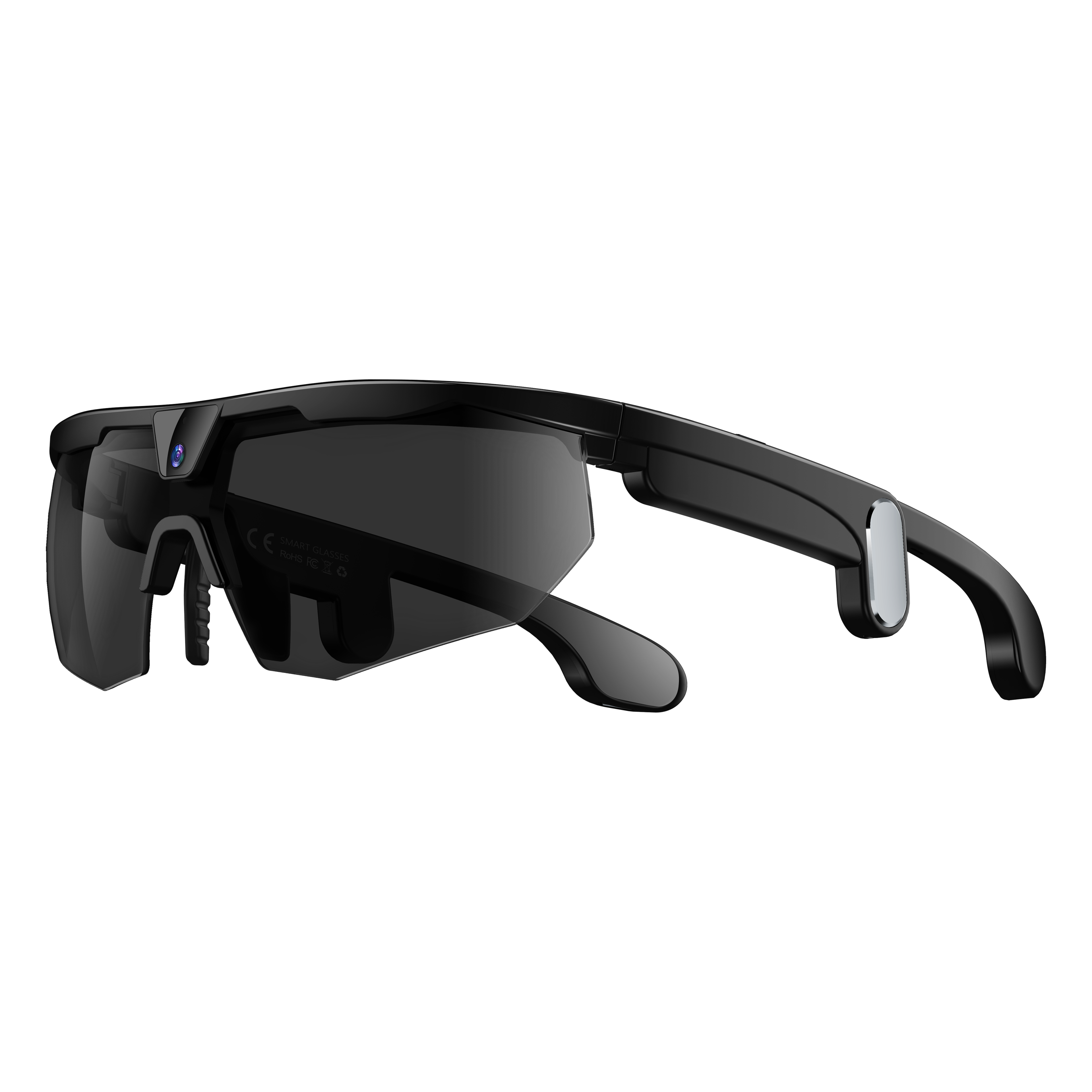 Cluzine - AI Smart Sports Glasses 3200W Pixel HD Camera Photo Video Call AI Translation Anti-Shake IP66 Waterproof AI Chat - Black