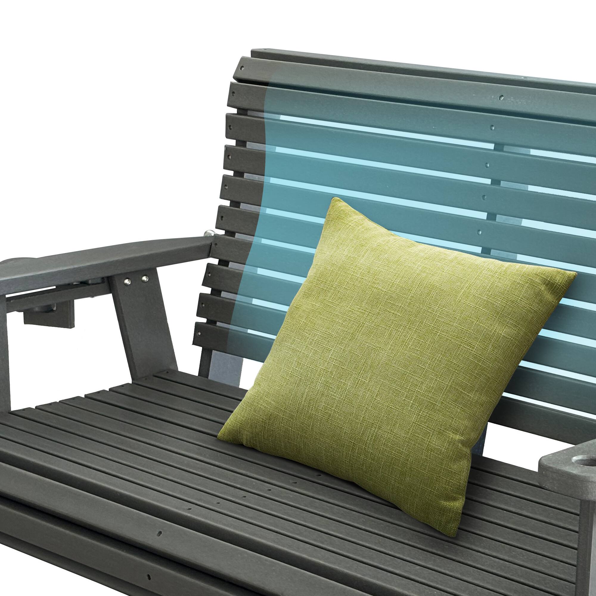 Alt View 6. Fortune Candy - HDPE Porch Swing with Ergonomic Design, Ultra Weather-Resistant, Heavy Duty 1200 LBS, for Outdoor Patio Garden Yard - Gray.