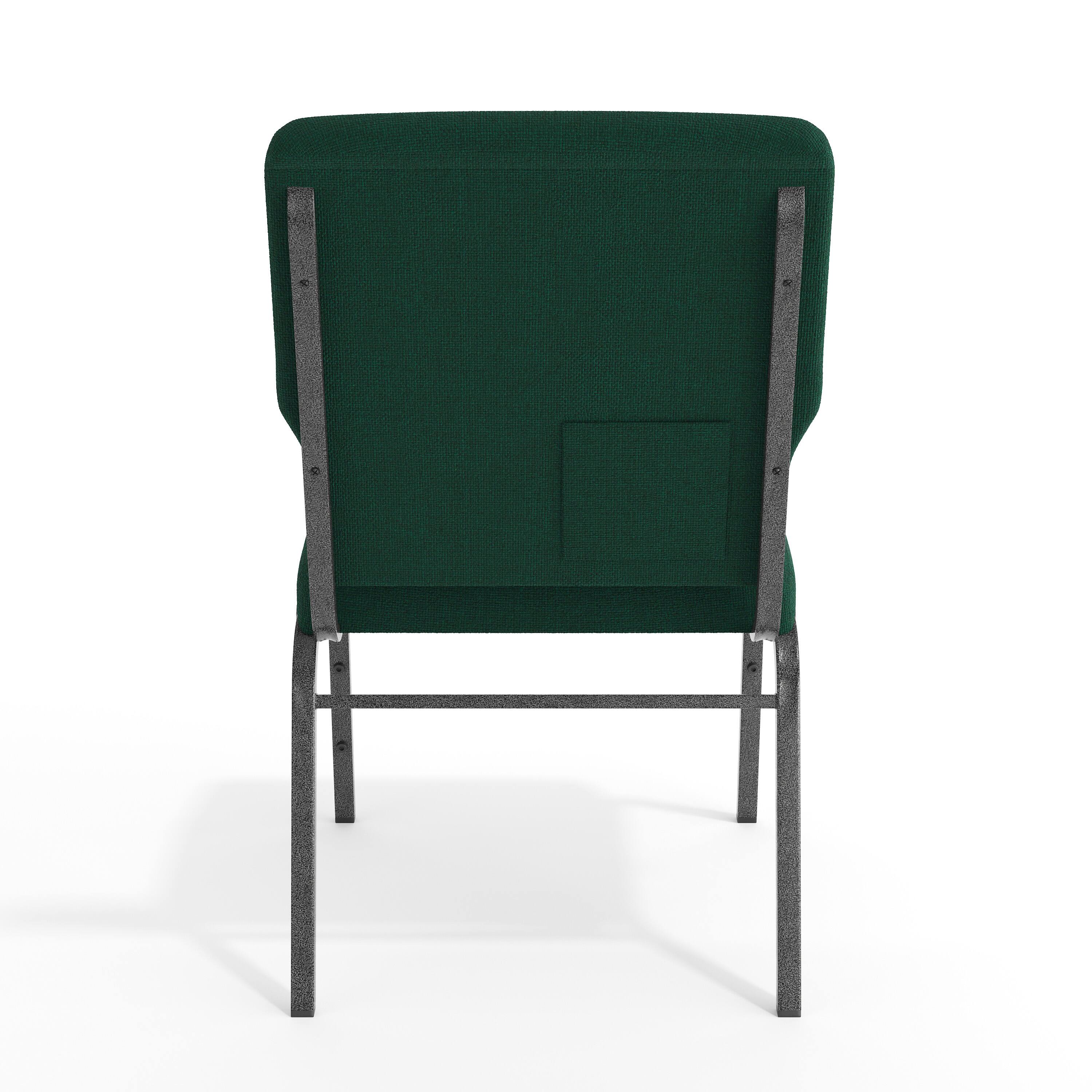 Alt View 7. Emma + Oliver - 20.5 in. Molded Foam Church Chair - Hunter Green Fabric/Silver Vein Frame.