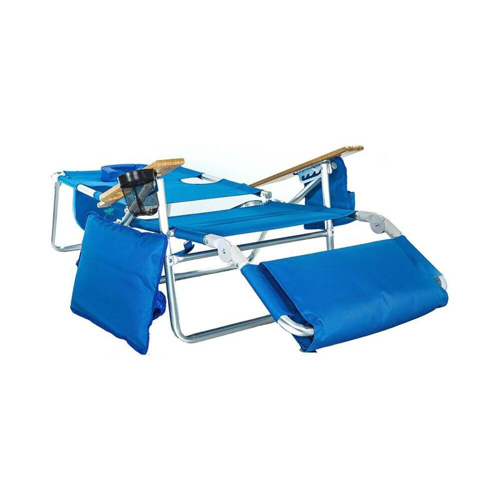 Alt View 7. Ostrich - Ostrich Deluxe Padded 3-N-1 Outdoor Lounge Reclining Beach Chair, Blue (2 Pack) - Blue.