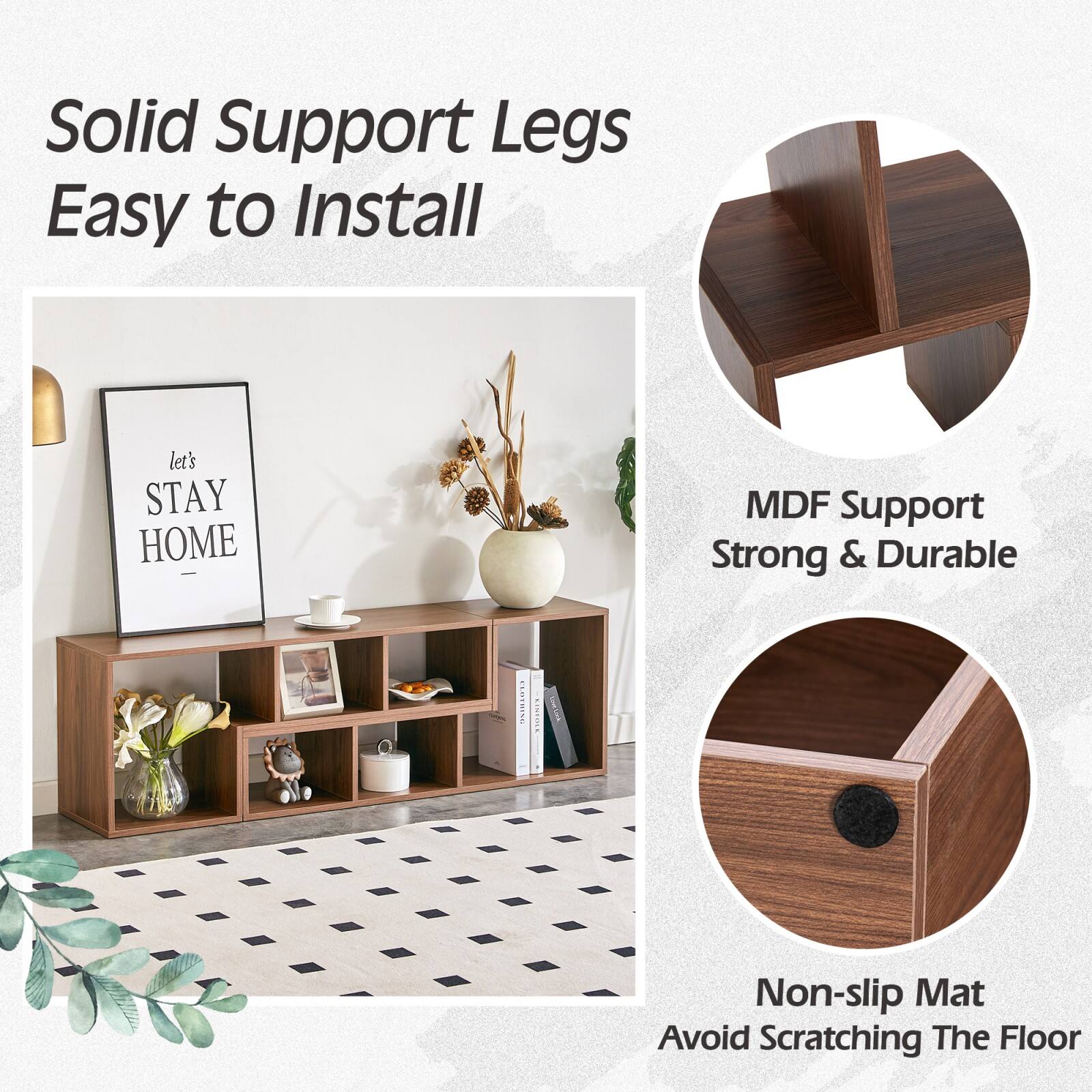 Solid Support Legs  
Easy to Install  

MDF Support  
Strong & Durable  

Non-slip Mat  
Avoid Scratching The Floor  

let's STAY HOME