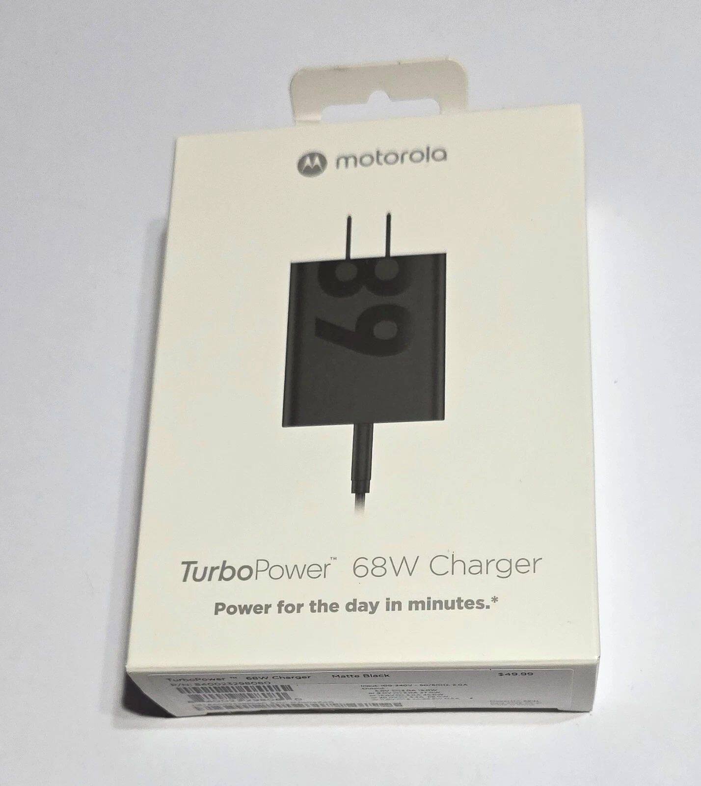 Motorola TurboPower 68W Charger  
Power for the day in minutes.